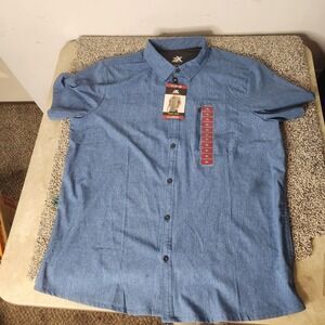 Zeroxposur Travel Series Mens Shirt XL Blue UPF 30+ Lightweight Short Sleeve NWT